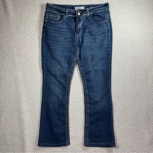 VGS Denim For All Time Women Boot Size 12 Dark Wash Embroidered Flap Pocket Jean